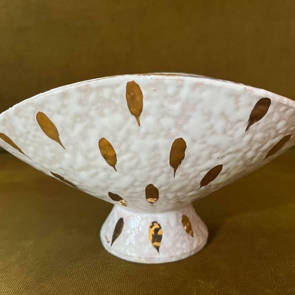 Mid Century Aldo Londi for Bitossi Feather Plume Marmalade Pot and Pedestal Bowl - Picture 7 of 11